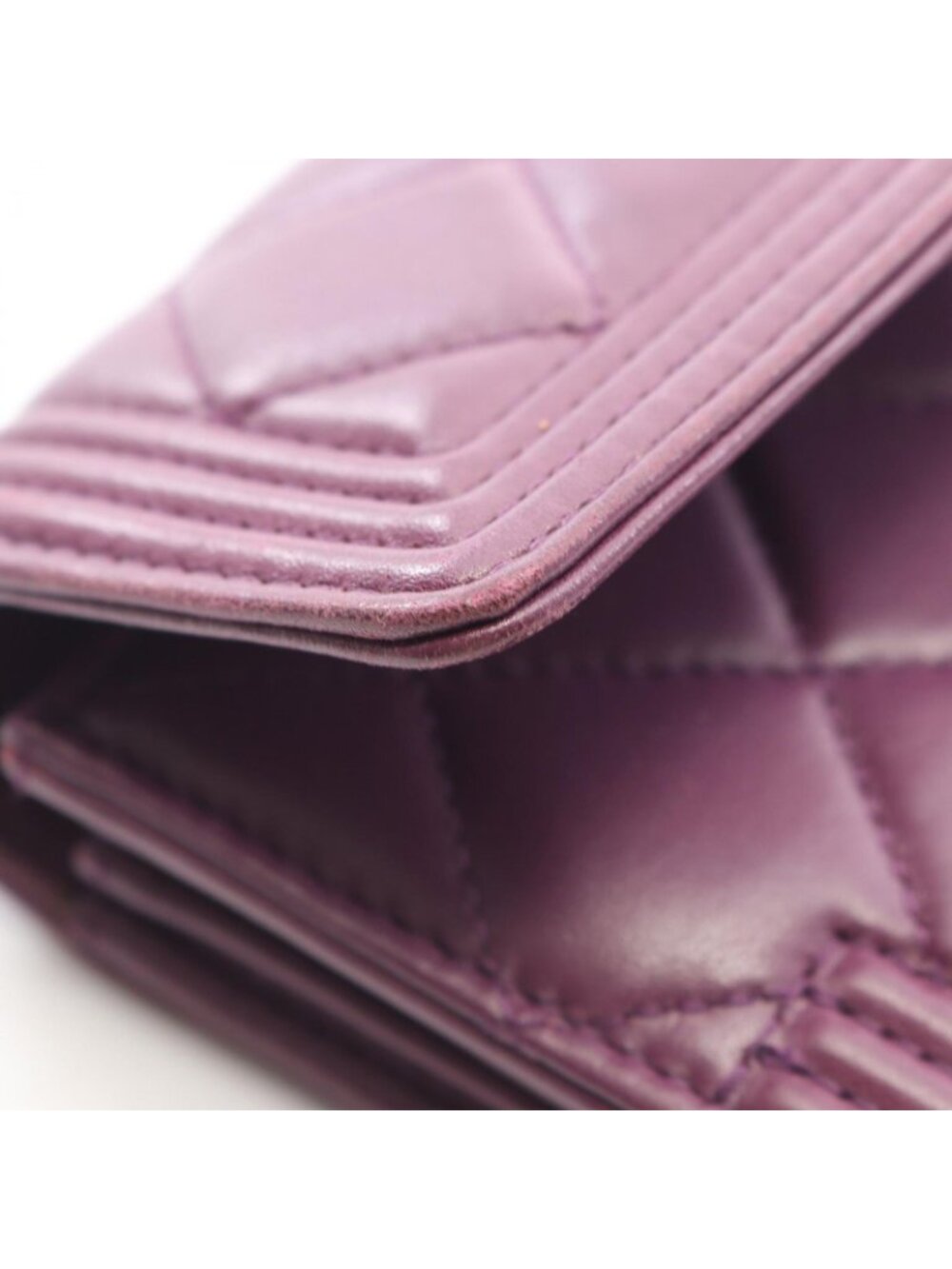 Chanel Bifold Wallet Boy Purple Lambskin Boy - Picture 12 of 12